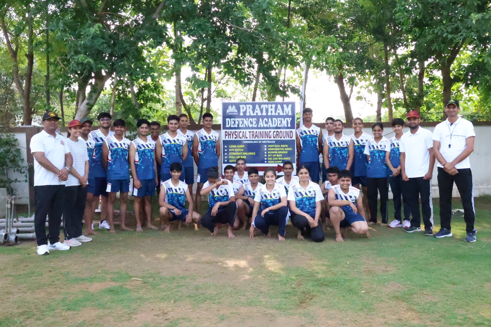 Pull-up and obstacle training at Pratham Defence Academy